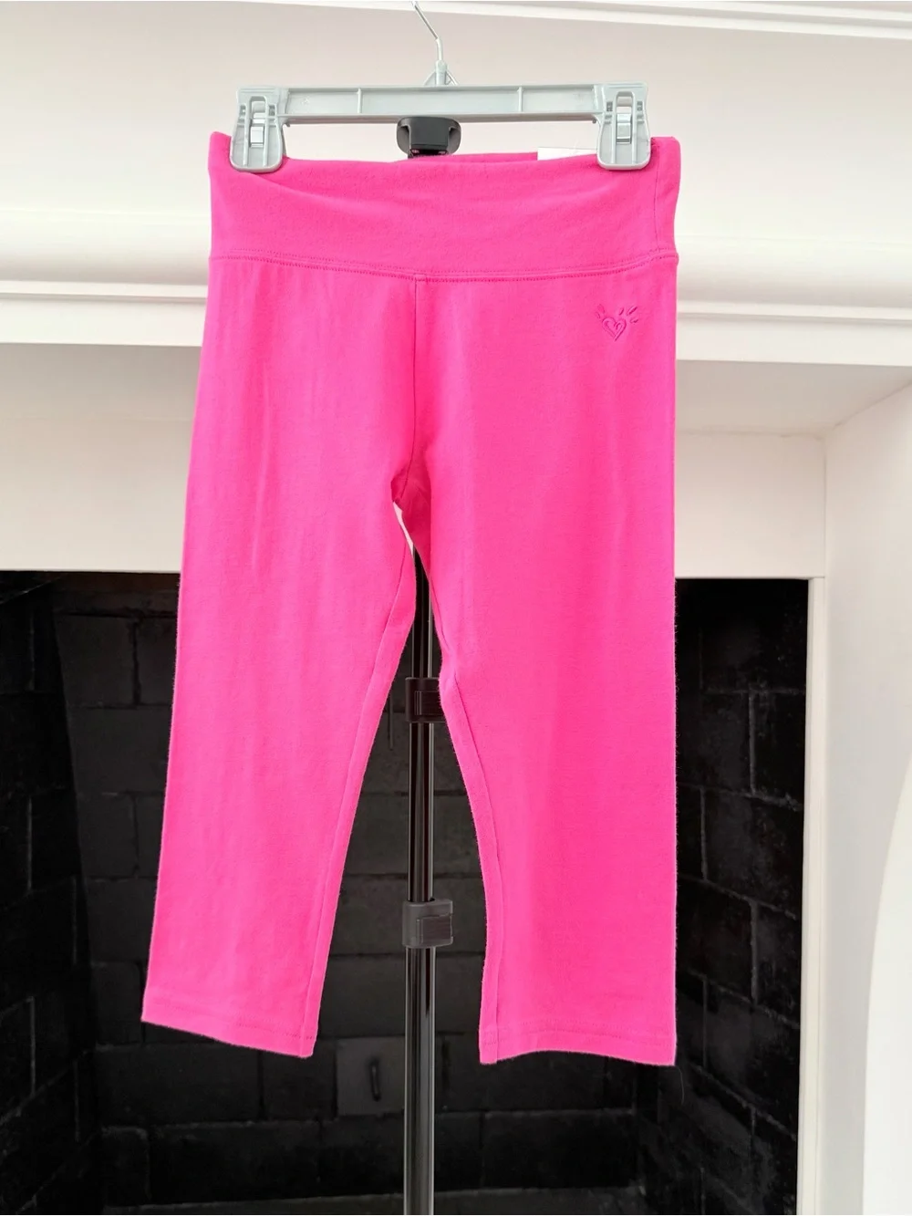 Justice Hot Pink Fleece Crop Leggings-Girls 10
